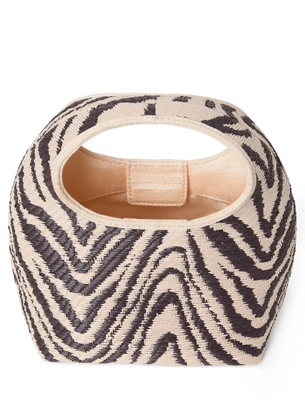 Loeffler Randall  Kenzie mini bucket clutch Woven Zebra-Print Beige and Brown